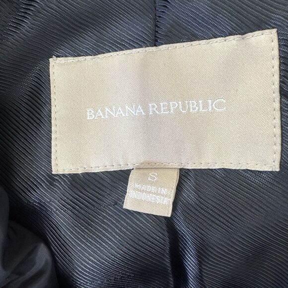 Banana Republic Women’s Quilted Jacket Small Navy Faux Suede Elbow Patches - Picture 4 of 6